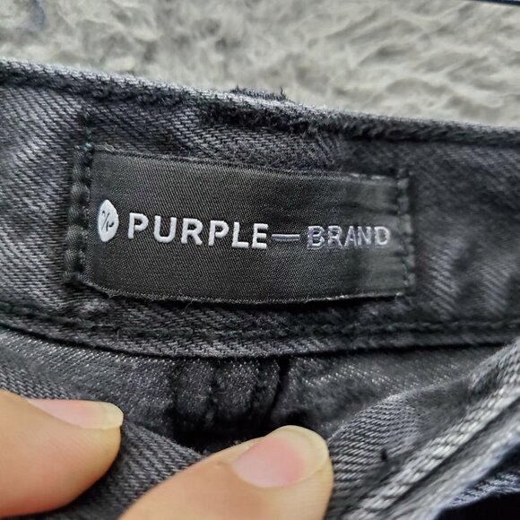 Purple Brand Shorts Mens 28 Black Distressed Ripped Denim Mid Rise Raw Hem Jorts - Picture 2 of 15